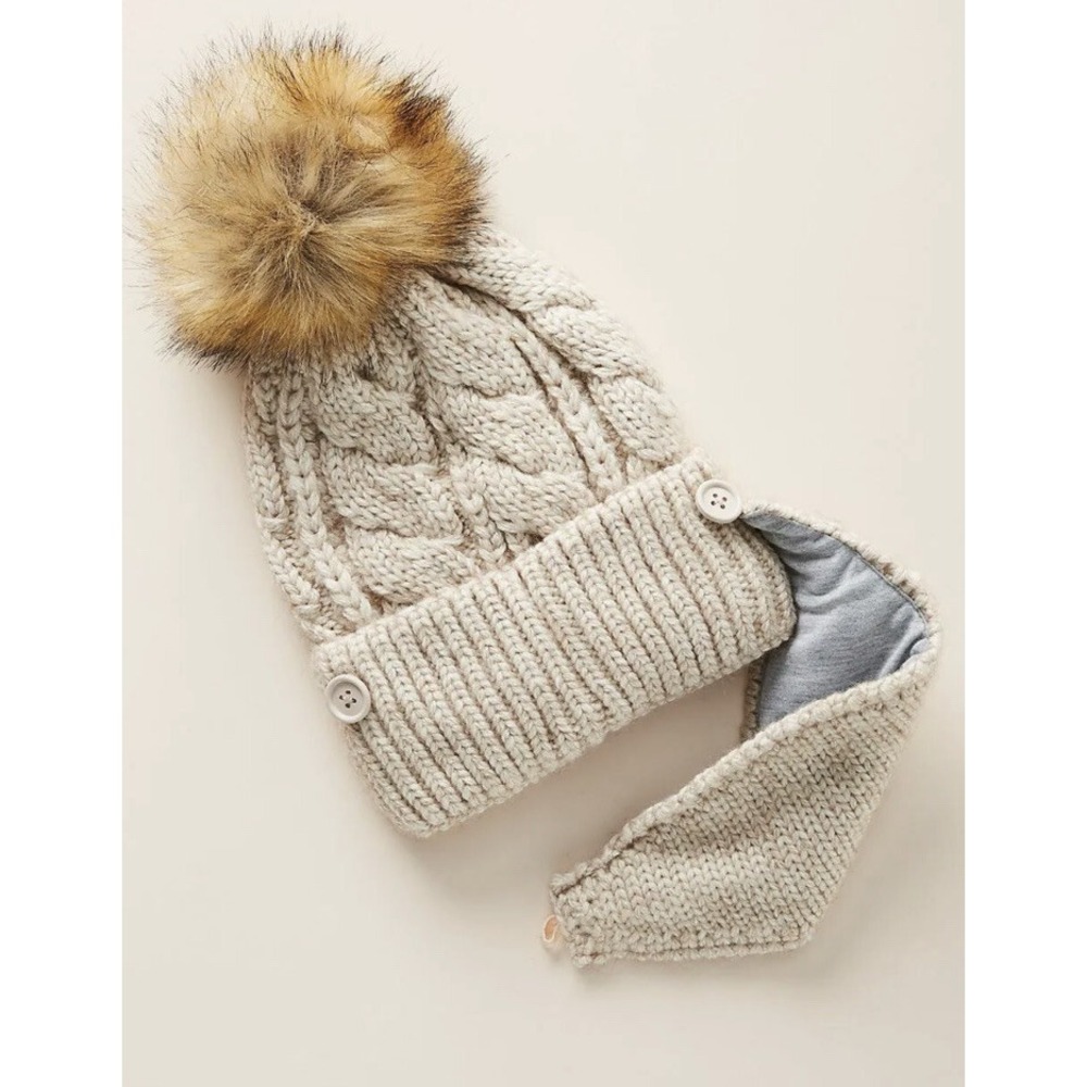 Anthropologie Norah Beanie + Reusable‎ Face Mask Set Beige